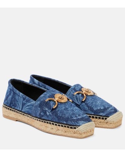 Versace Mules Barocco Medusa en jean - Bleu