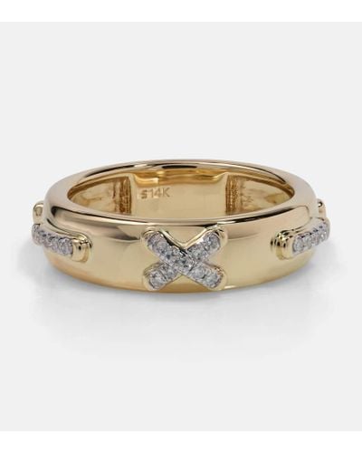 STONE AND STRAND Anillo Diamond Cross Stitch de oro de 14 ct con diamantes - Metálico