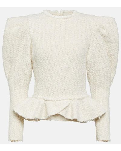 Isabel Marant Giamili Boucle Peplum Top - White