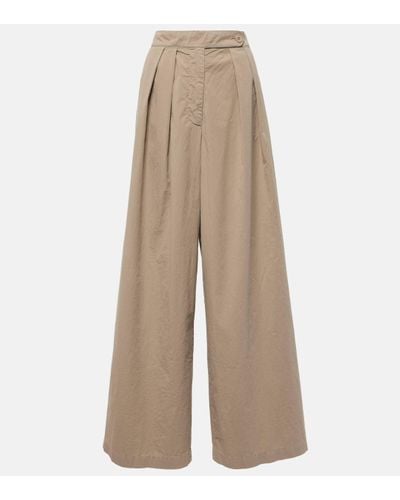 Dries Van Noten Pleated Cotton Wide-leg Trousers - Natural