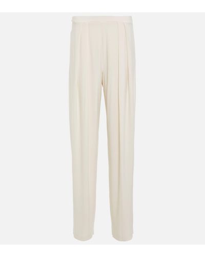 Norma Kamali Pleated Tapered Jersey Trousers - White