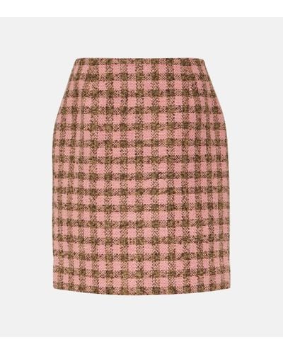 Oscar de la Renta Checked Wool-blend Tweed Miniskirt - Pink