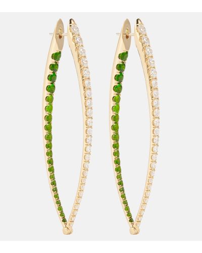 Melissa Kaye Cristina 18kt Gold Hoop Earrings With Diamonds And Tsavorite Garnets - Metallic