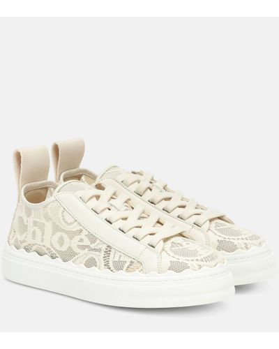 Chloé Lauren Brand-motif Lace Trainers - White