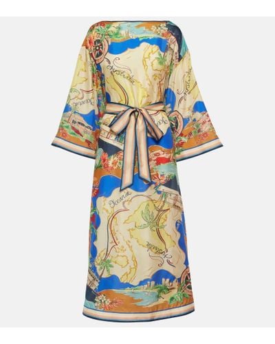 Zimmermann Alight Printed Silk Midi Dress - Multicolor
