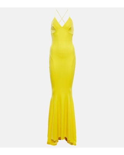 Norma Kamali Fishtail Velvet Gown - Yellow