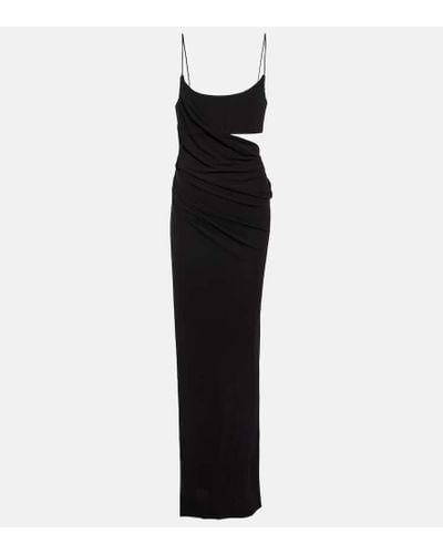 Alex Perry Asymmetric Draped Jersey Maxi Dress - Black