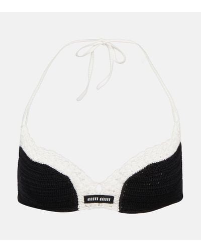 Miu Miu Top sujetador en croche de algodon - Negro