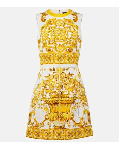 Dolce & Gabbana Majolica Cotton-blend Brocade Minidress - Yellow