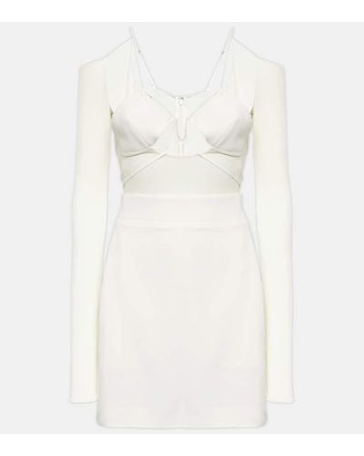 Nensi Dojaka Bridal Cutout Crepe Minidress - White