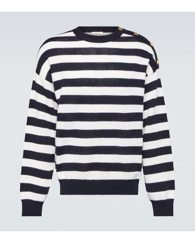 Valentino Pullover in cotone e lana a righe - Blu