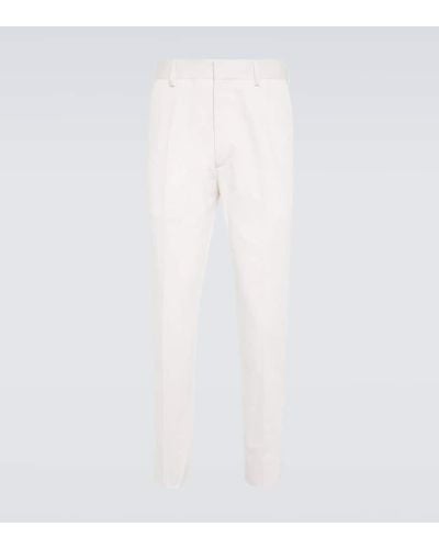 Prada Pantalones rectos en gabardina de algodon - Blanco