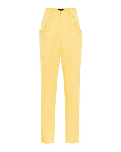 Isabel Marant Yerris High-rise Cotton Carrot Trousers - Yellow