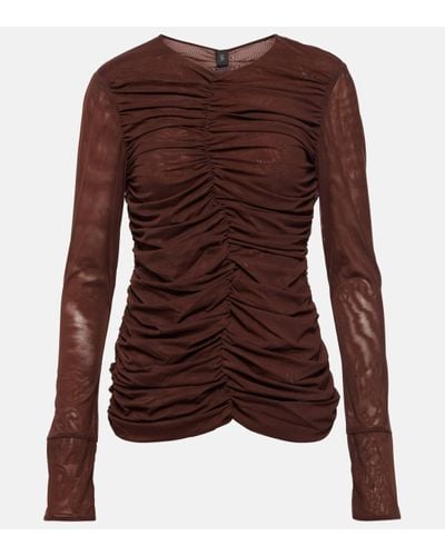 Sir. The Label Jacques Gathered Mesh Top - Brown
