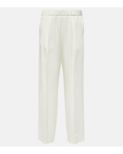 Jil Sander Satin Straight Trousers - White