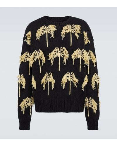 Jil Sander Intarsia Wool And Cotton Sweater - Black