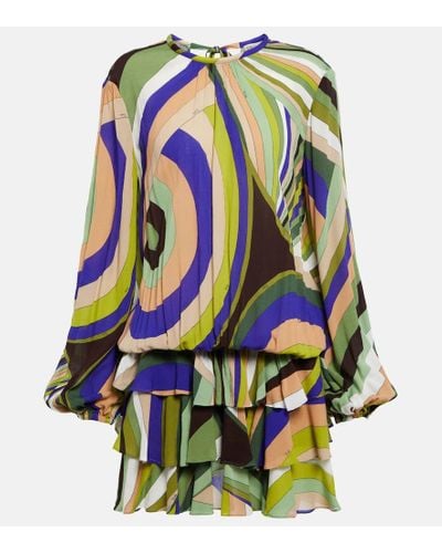 Emilio Pucci Vestido corto a capas estampado - Multicolor