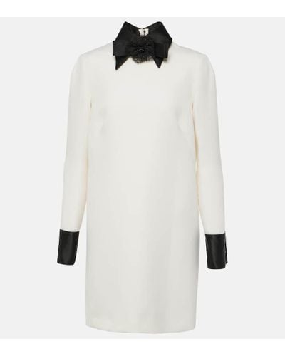Dolce & Gabbana Minikleid aus einem Wollgemisch mit Satin - Weiß