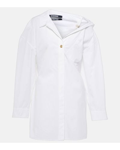 Jacquemus La Mini Robe Chemise Cotton Shirt Dress - White