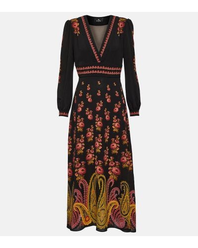 Etro Vestido midi de paisley - Negro