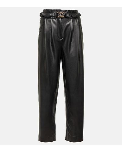 Veronica Beard Coolidge Faux Leather Pants - Gray
