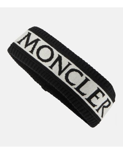 Moncler Bandeau noir à logos en tricot jacquard