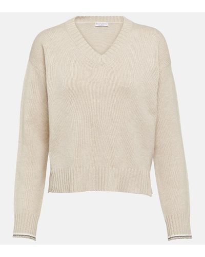 Brunello Cucinelli Pullover in lana, cashmere e seta - Bianco