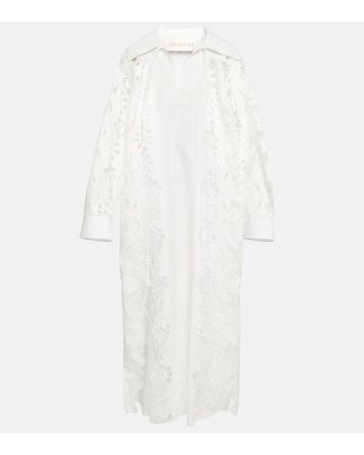 Valentino Vestido midi de algodon bordado - Blanco