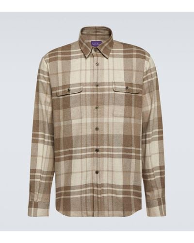 Ralph Lauren Purple Label Checked Wool And Cashmere-blend Shirt - Brown