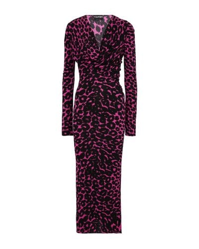 Tom Ford Vestido midi con print de leopardo - Multicolor
