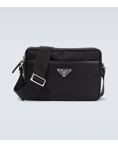 Prada Re-nylon And Leather Shoulder Bag - Black