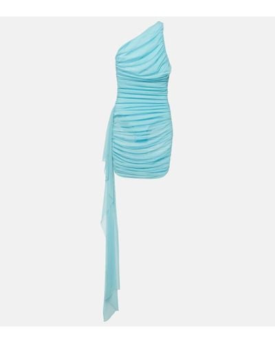 The Sei Drape-detail Ruched Chiffon Minidress - Blue