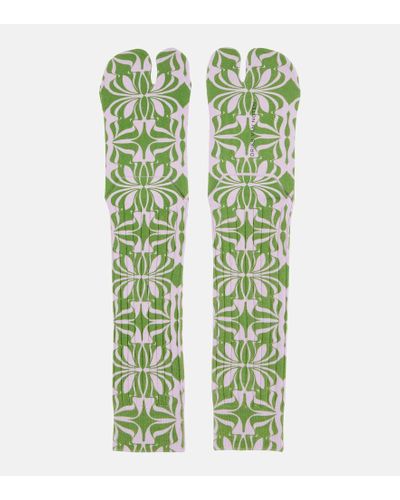 Dries Van Noten Bedruckte Socken Tabi aus einem Baumwollgemisch - Grün