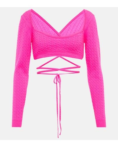 Patou Cropped Wool And Cashmere Jumper - Pink