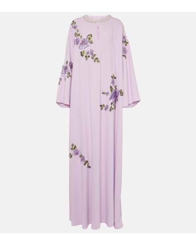 Carolina Herrera Embellished Floral Kaftan - Purple