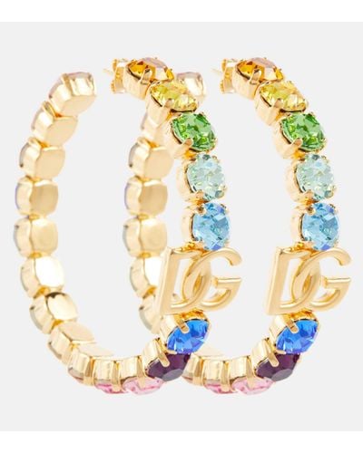 Dolce & Gabbana Boucles d'oreilles a logo orne de cristal - Métallisé