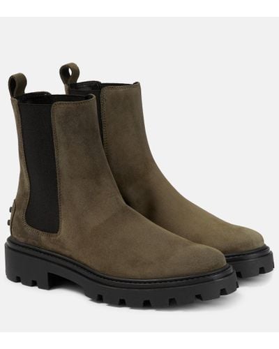Tod's Suede Chelsea Boots - Green