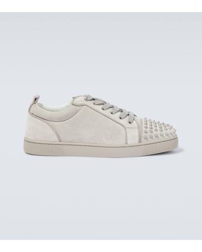 Christian Louboutin Louis Junior Spikes Suede Trainers - Grey