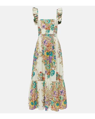 Etro Floral Cotton Poplin Maxi Dress - Green