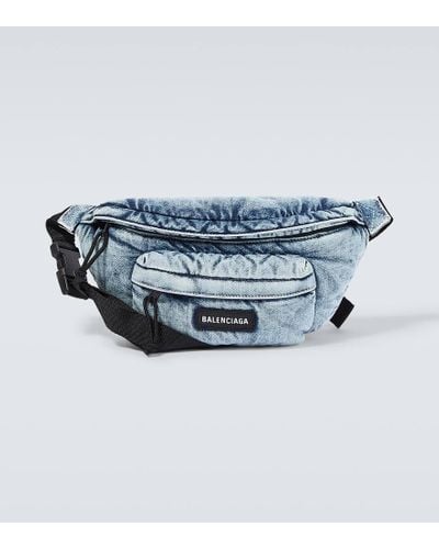 Balenciaga Explorer Denim Belt Bag - Blue