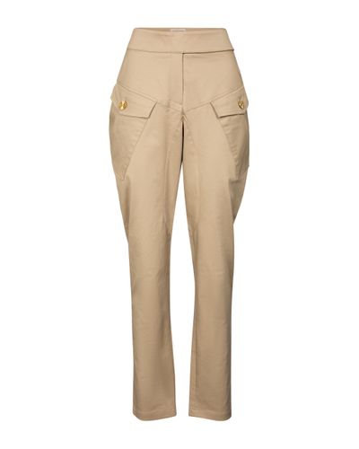 Alexandre Vauthier High-rise Cotton-blend Trousers - Natural
