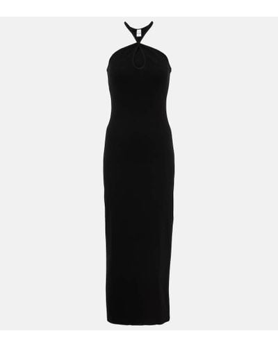 RE/DONE Ribbed-knit Cotton-blend Midi Dress - Black