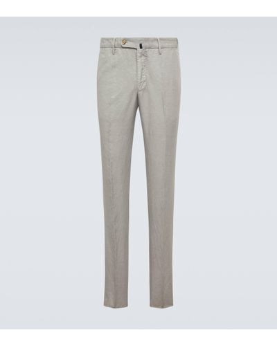 Incotex Linen And Cotton Slim Trousers - Grey