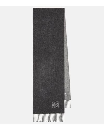 Loewe Anagram Wool And Cashmere Scarf - Grey