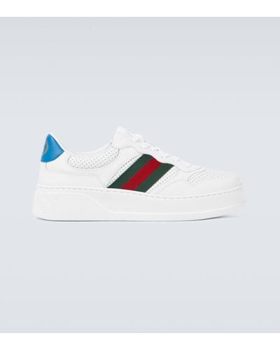 Gucci gg-embossed Leather Flatform Trainers - White