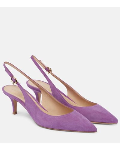 Gianvito Rossi Ribbon 55 Suede Slingback Court Shoes - Purple