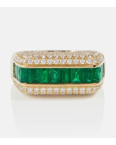 Rainbow K Empress 18kt Gold Ring With Emeralds And Diamonds - Green