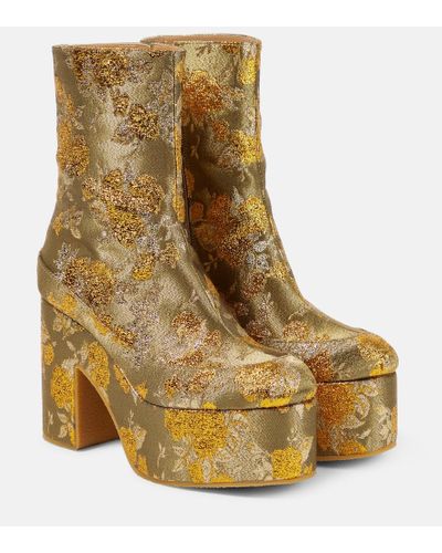 Dries Van Noten Botines en jacquard con plataforma - Neutro