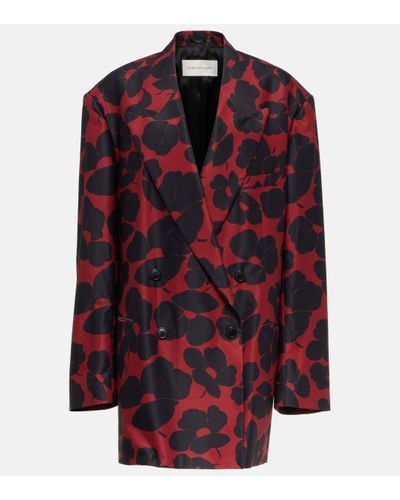Dries Van Noten Floral Double-breasted Blazer - Red