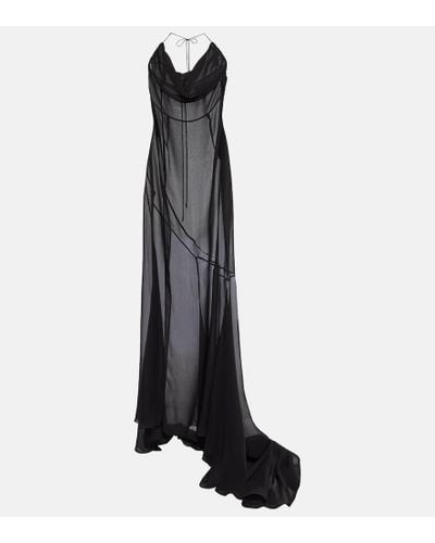 Alessandra Rich Vestido de fiesta en georgette de seda - Negro